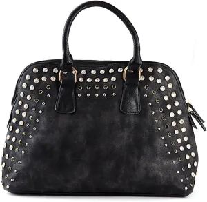 NYFASHION101 Brushed Antique Look Shoulder Bag with Rhinestone
