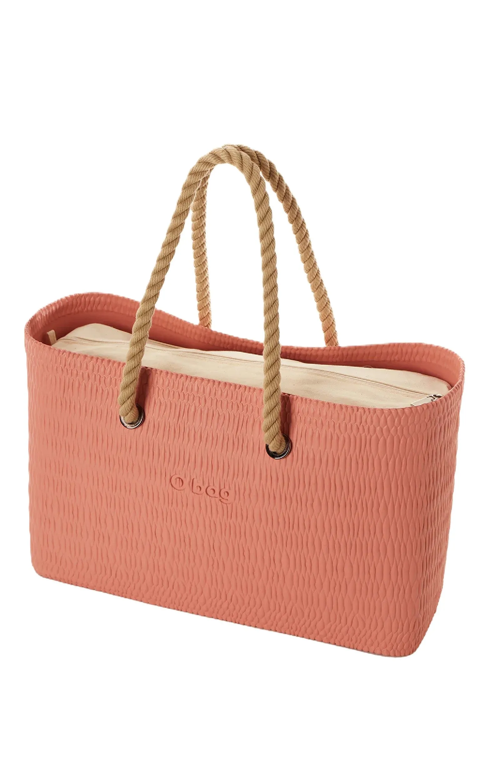 O BAG Beach with Fabric Canvas Inner Bag & Long Rope Handles Natural - Erika