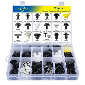 OAUTOO 190pcs for Subaru Body Interior and Exterior Retainer Fastener Clip Assortment 19 Most Popular Sizes & Applications