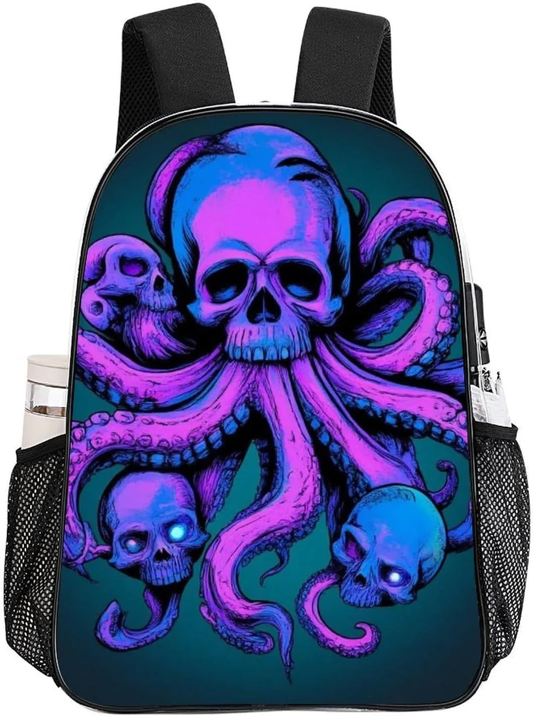 Octopus Skull Art Shoulder Book Bags Transparent Multipurpose Anti-Theft Carry On Bag Large Capacity Travel Hiking & Camping Rucksack
