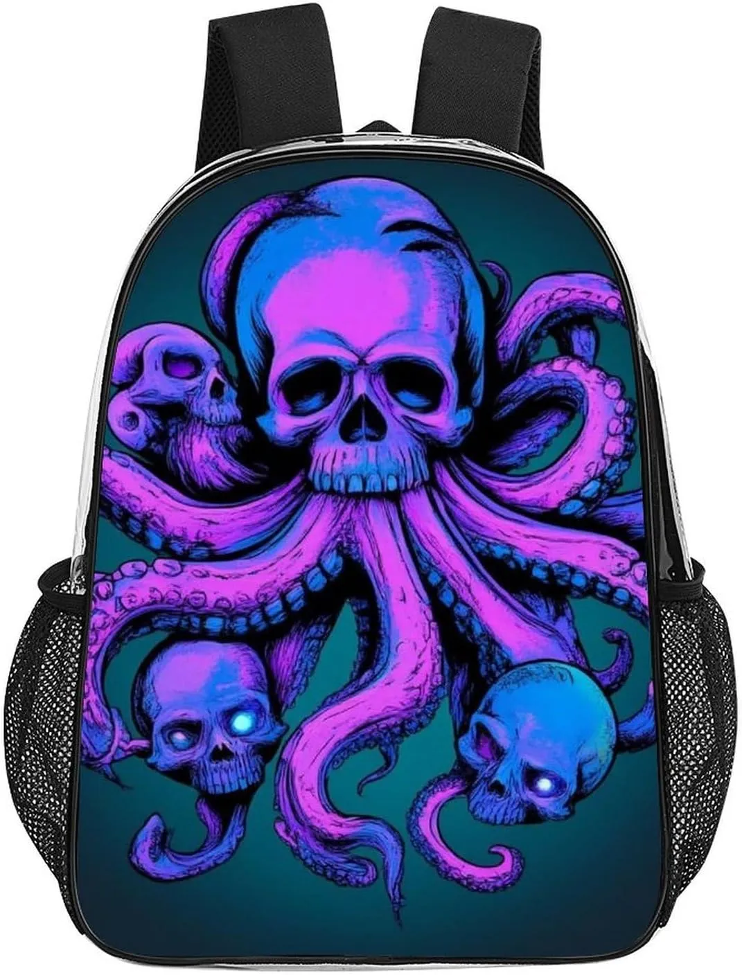 Octopus Skull Art Shoulder Book Bags Transparent Multipurpose Anti-Theft Carry On Bag Large Capacity Travel Hiking & Camping Rucksack