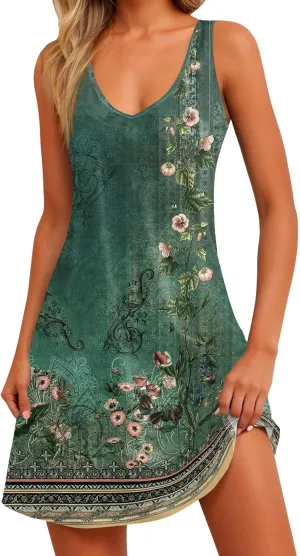 OIOLOYJM Camping Sleeveless Summer Dress Womens Plus Size Hip Flury Tunic Womans Loose Fit Comfort Coloured