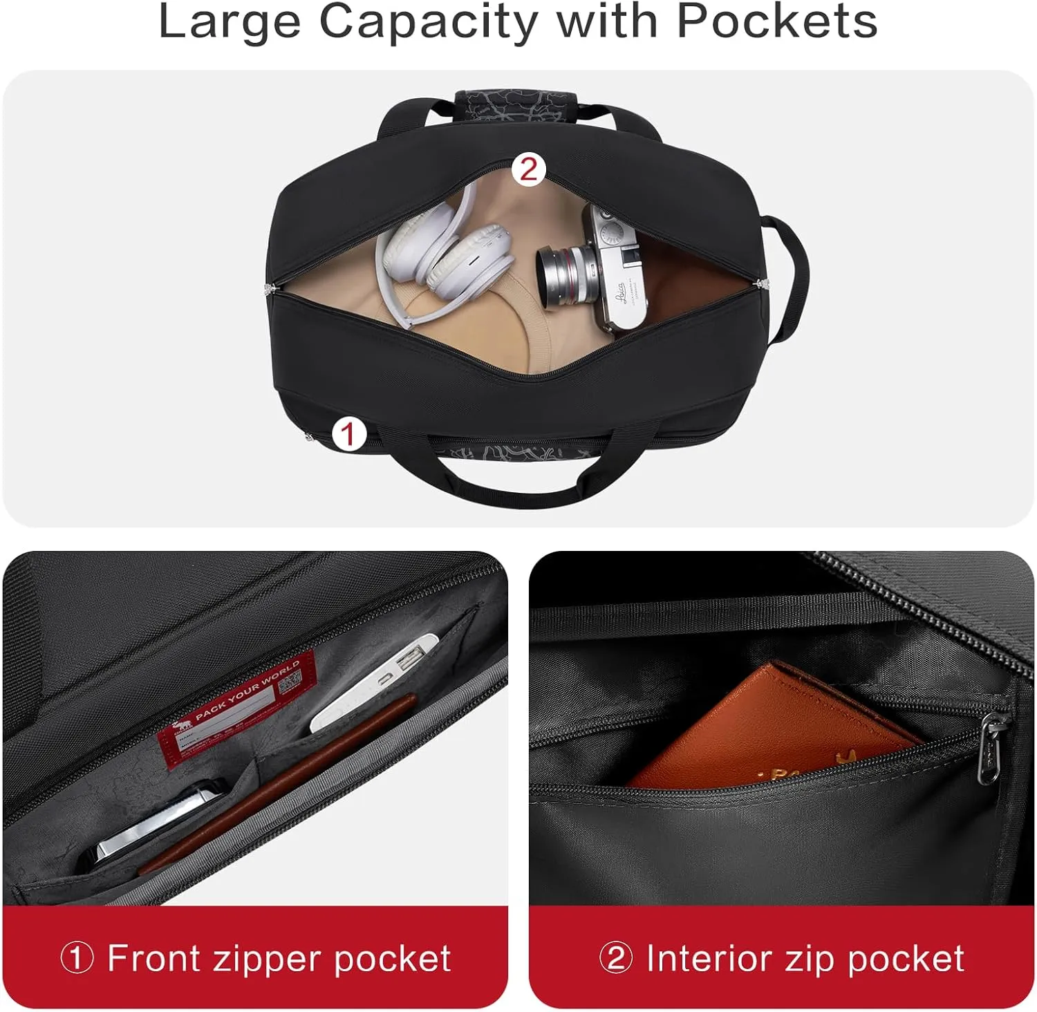 OIWAS Small Rolling Duffle Bag with Wheels Travel 22 inch Carry On Luggage Tote Unisex-Adult Short Term Trips Expandable 50L to 60L