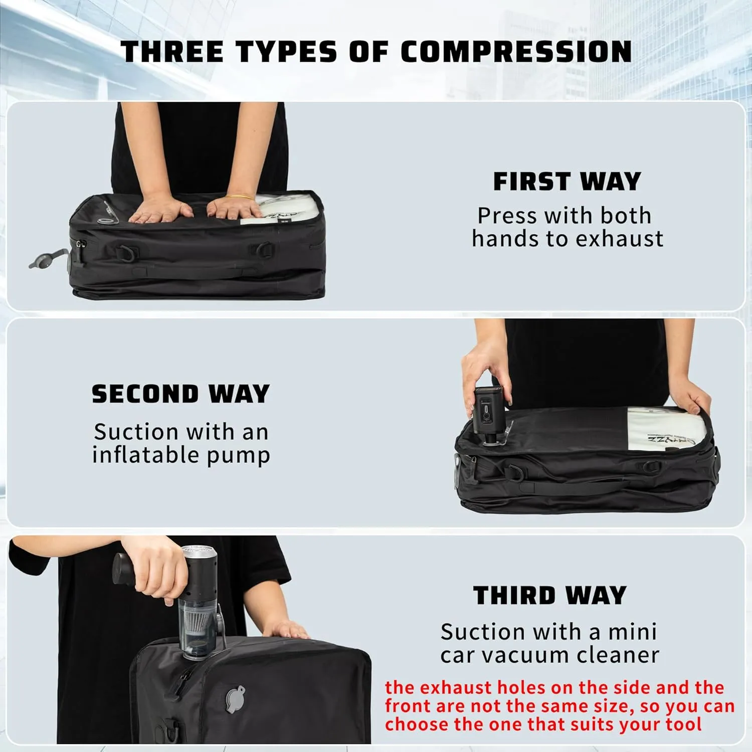 ONTYZZ Vacuum Compression Bag 20 inch Space Saver Bags Travel Case with IP67 Waterproof Zipper for Business Trip, Two Bag Black