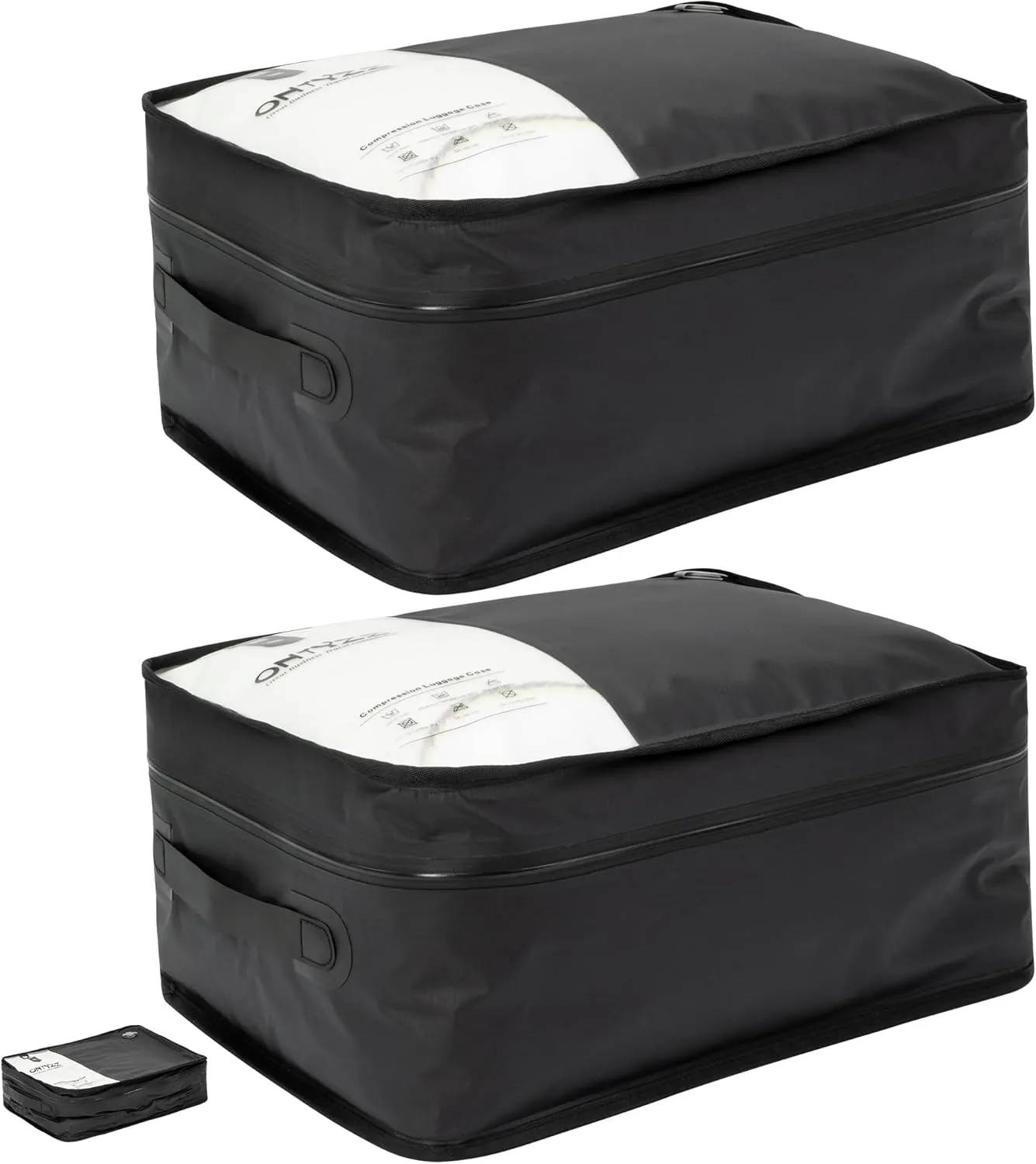 ONTYZZ Vacuum Compression Bag 20 inch Space Saver Bags Travel Case with IP67 Waterproof Zipper for Business Trip, Two Bag Black
