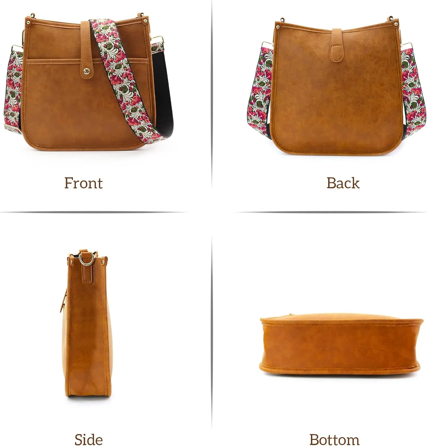ORAD Crossbody Bags for Women, Vegan Leather Crossbody Shoulder Bag Guitar Strap Purse Hobo Handbags