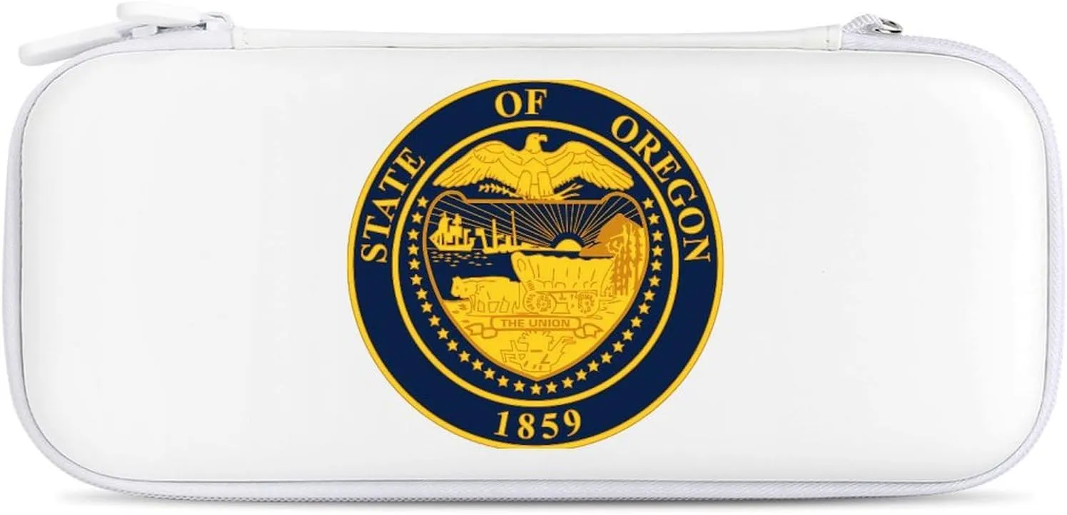 Oregons State Seal Compatible with Switch Carrying Case Hard Travel Game Bag Pouch with 15 Games Accessories