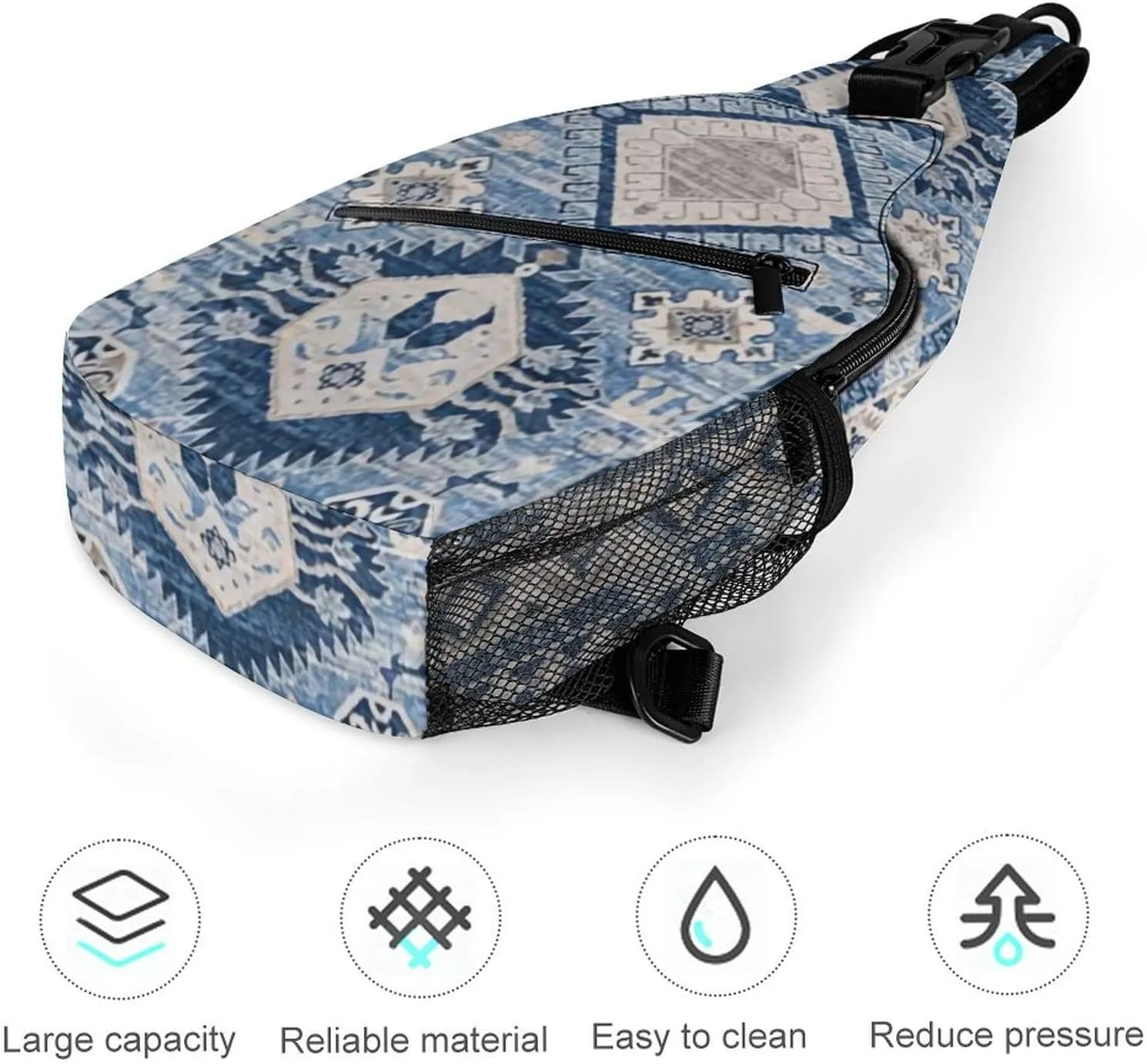 Oriental Antique Blue Kilim Rug A Spacious And Large Capacity Portable Adjustable Chest Bag