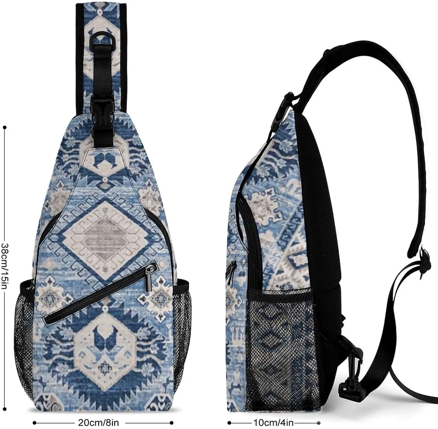 Oriental Antique Blue Kilim Rug A Spacious And Large Capacity Portable Adjustable Chest Bag