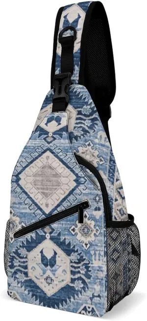 Oriental Antique Blue Kilim Rug A Spacious And Large Capacity Portable Adjustable Chest Bag