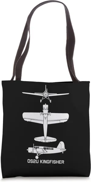 OS2U Kingfisher American WW2 Observation Plane Silhouettes Tote Bag