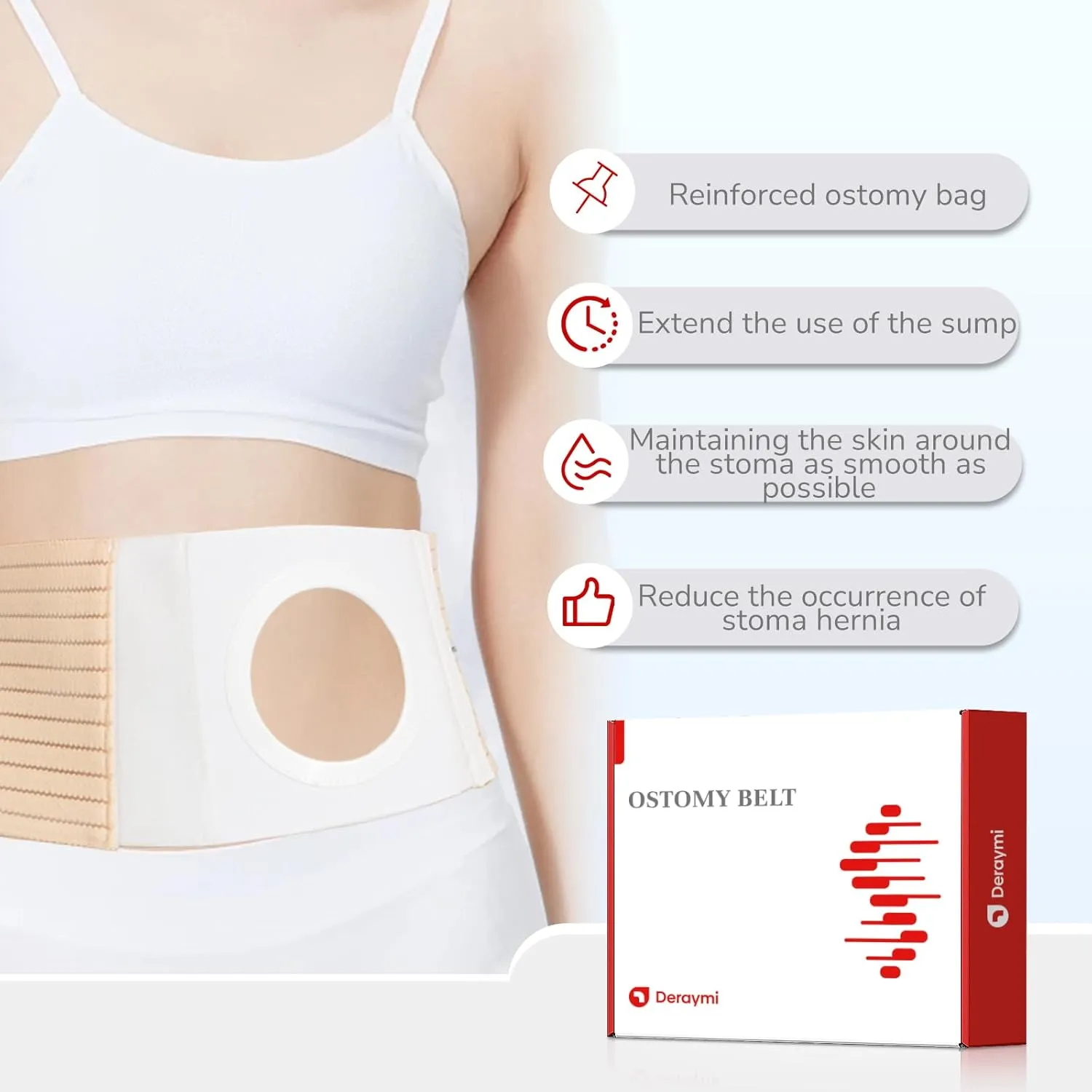 Ostomy Belt, Stoma Hernia Support Belt for Men Women Abdominal, Colostomy Belt for Post Operative Care, Ostomy Stealth Belt Helping Fix Stoma Bag in Place Size (M)