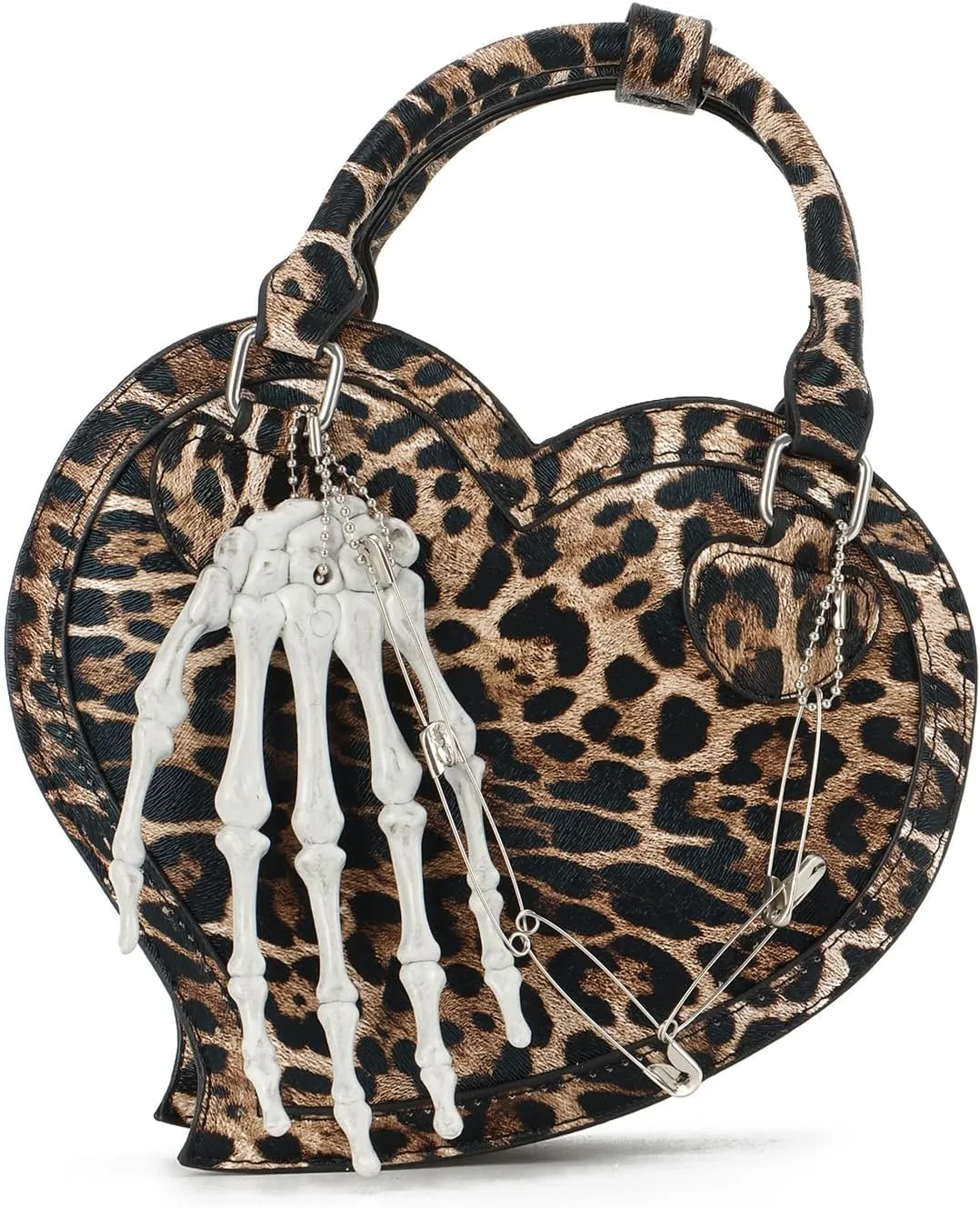Oweisong Halloween Gothic Purse for Women Cut Heart Shaped Shoulder Bag Devil Handbag Skull Crossbody Bag