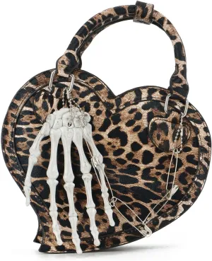Oweisong Halloween Gothic Purse for Women Cut Heart Shaped Shoulder Bag Devil Handbag Skull Crossbody Bag