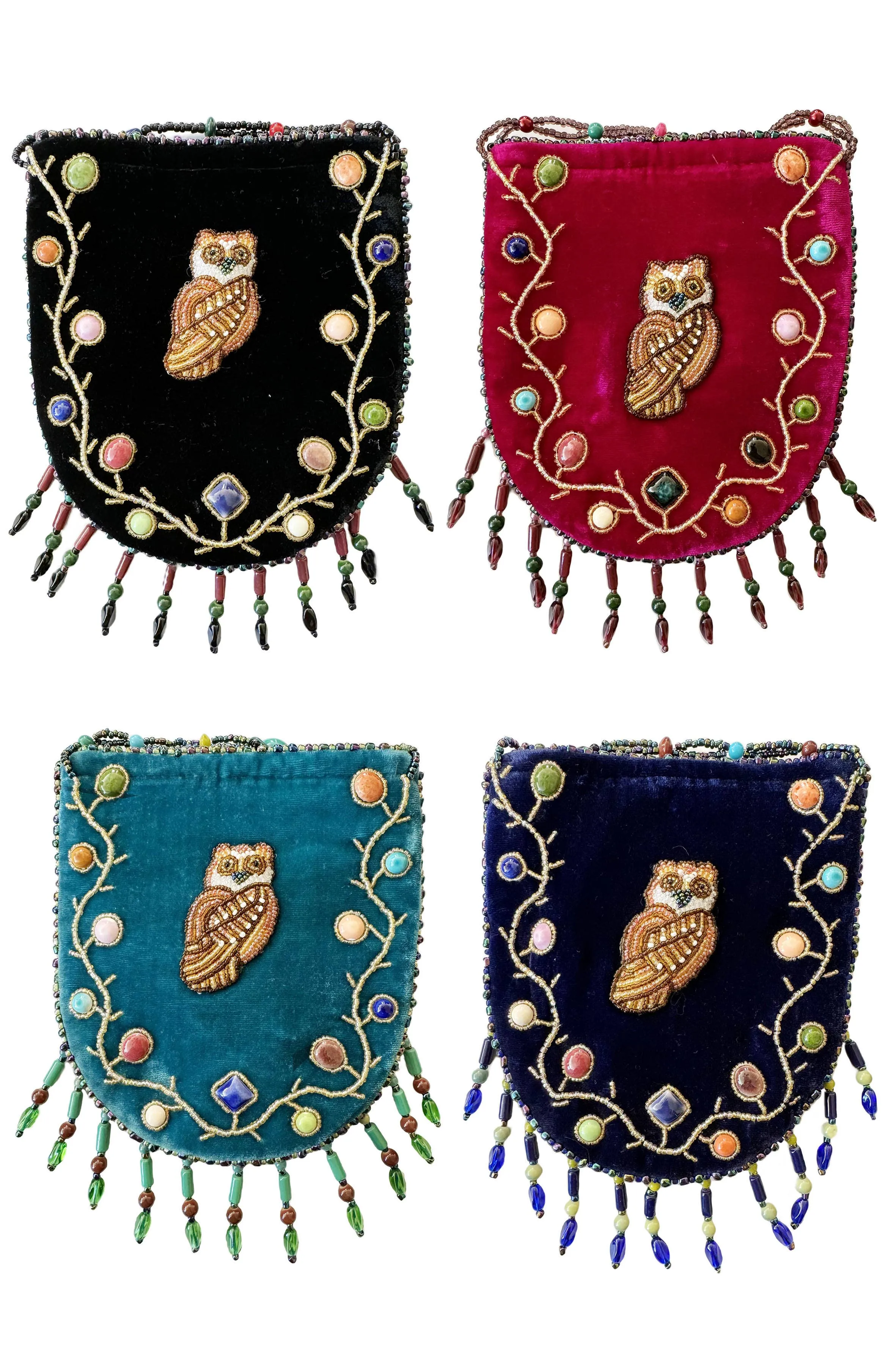 Owl Pattern Velvet Crossbody Mug-Owl
