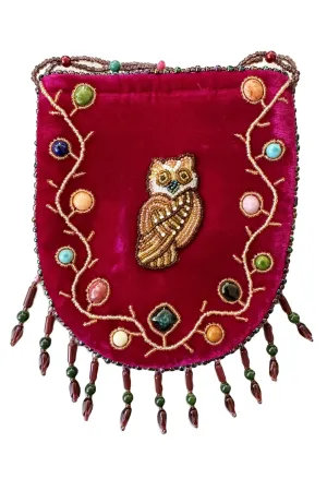 Owl Pattern Velvet Crossbody Mug-Owl