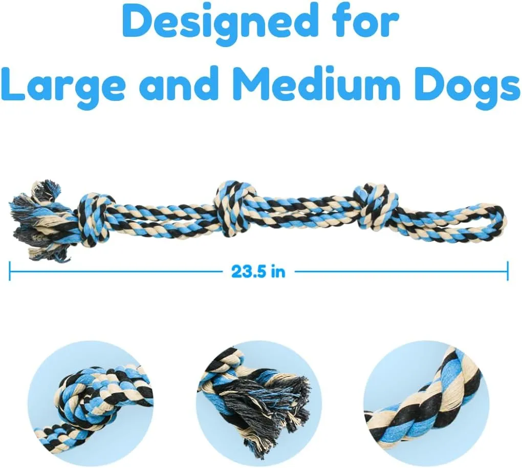 Pacific Pups Products 2 Pack Blue - XL Dog Rope Toy for Aggressive Chewers - Benefits Non-Profit Dog Rescue - Tug of War Dog Toy, Dog Toys for Large Dogs, Tough Dog Toys for Aggressive Chewers