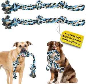 Pacific Pups Products 2 Pack Blue - XL Dog Rope Toy for Aggressive Chewers - Benefits Non-Profit Dog Rescue - Tug of War Dog Toy, Dog Toys for Large Dogs, Tough Dog Toys for Aggressive Chewers