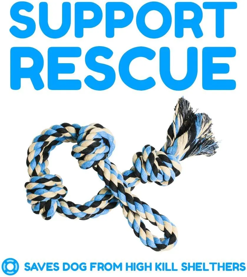 Pacific Pups Products 2 Pack Blue - XL Dog Rope Toy for Aggressive Chewers - Benefits Non-Profit Dog Rescue - Tug of War Dog Toy, Dog Toys for Large Dogs, Tough Dog Toys for Aggressive Chewers