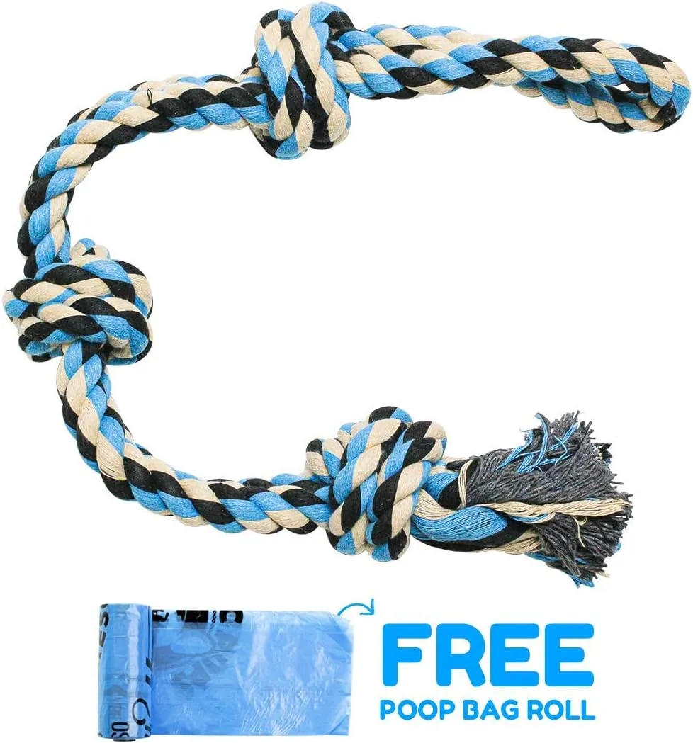 Pacific Pups Products 2 Pack Blue - XL Dog Rope Toy for Aggressive Chewers - Benefits Non-Profit Dog Rescue - Tug of War Dog Toy, Dog Toys for Large Dogs, Tough Dog Toys for Aggressive Chewers
