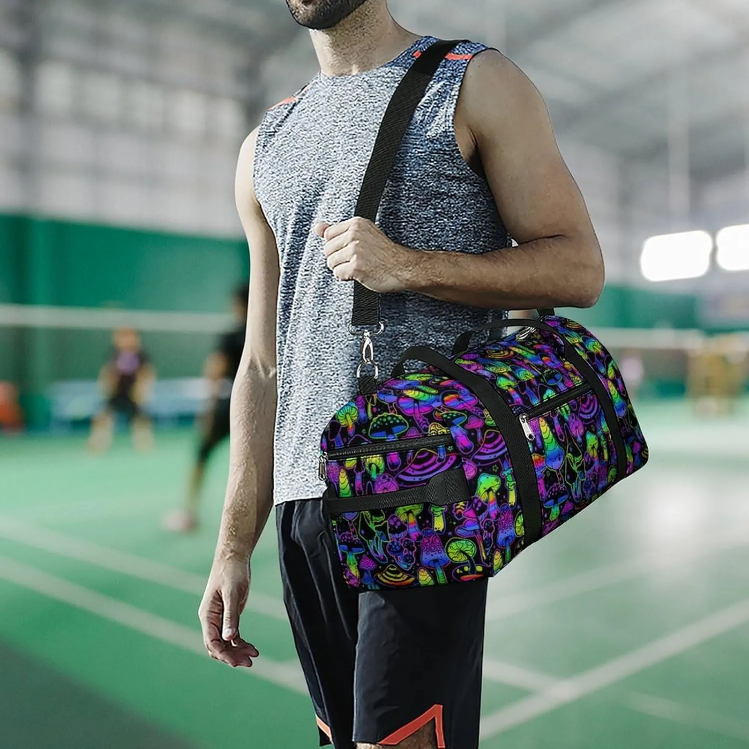 Paisley Navy Blue Pattern Fitness Bag with Large Capacity Backpack And Waterproof Bag