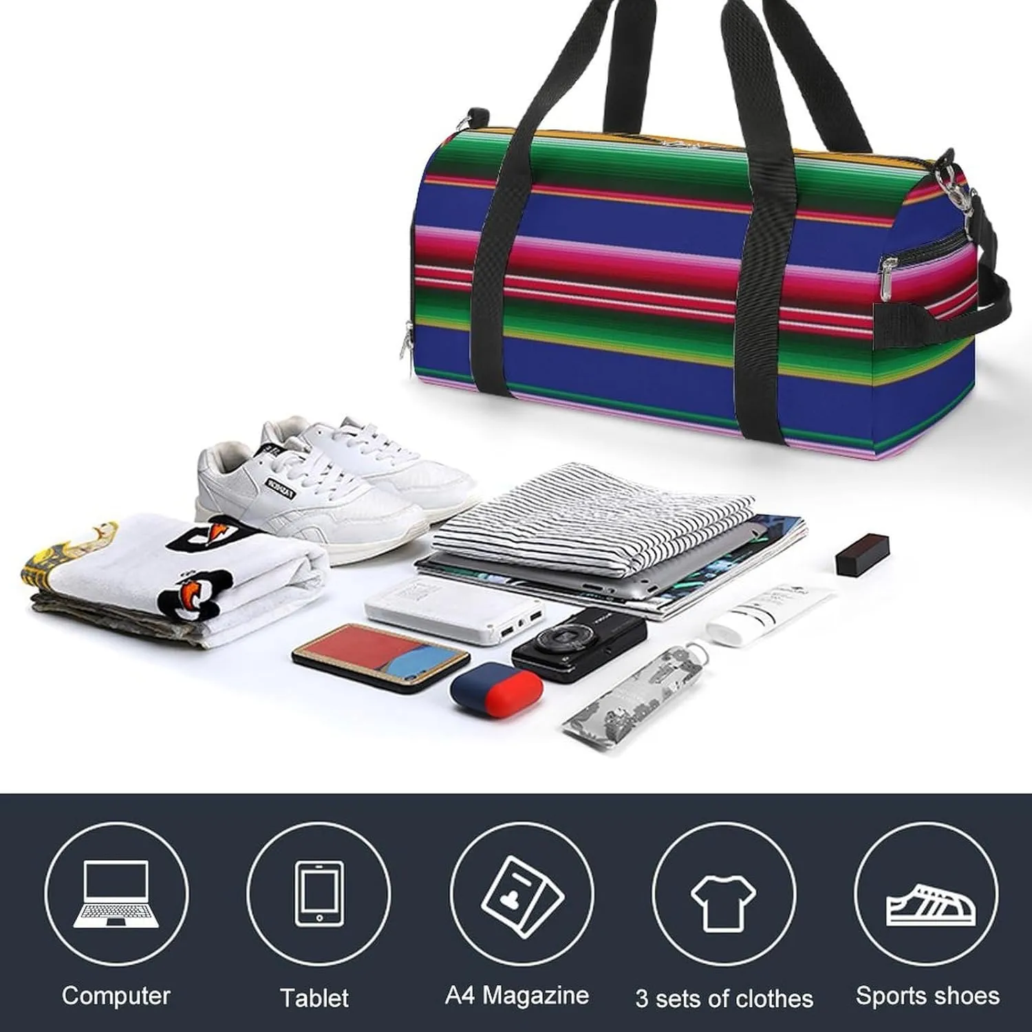 Paisley Navy Blue Pattern Fitness Bag with Large Capacity Backpack And Waterproof Bag