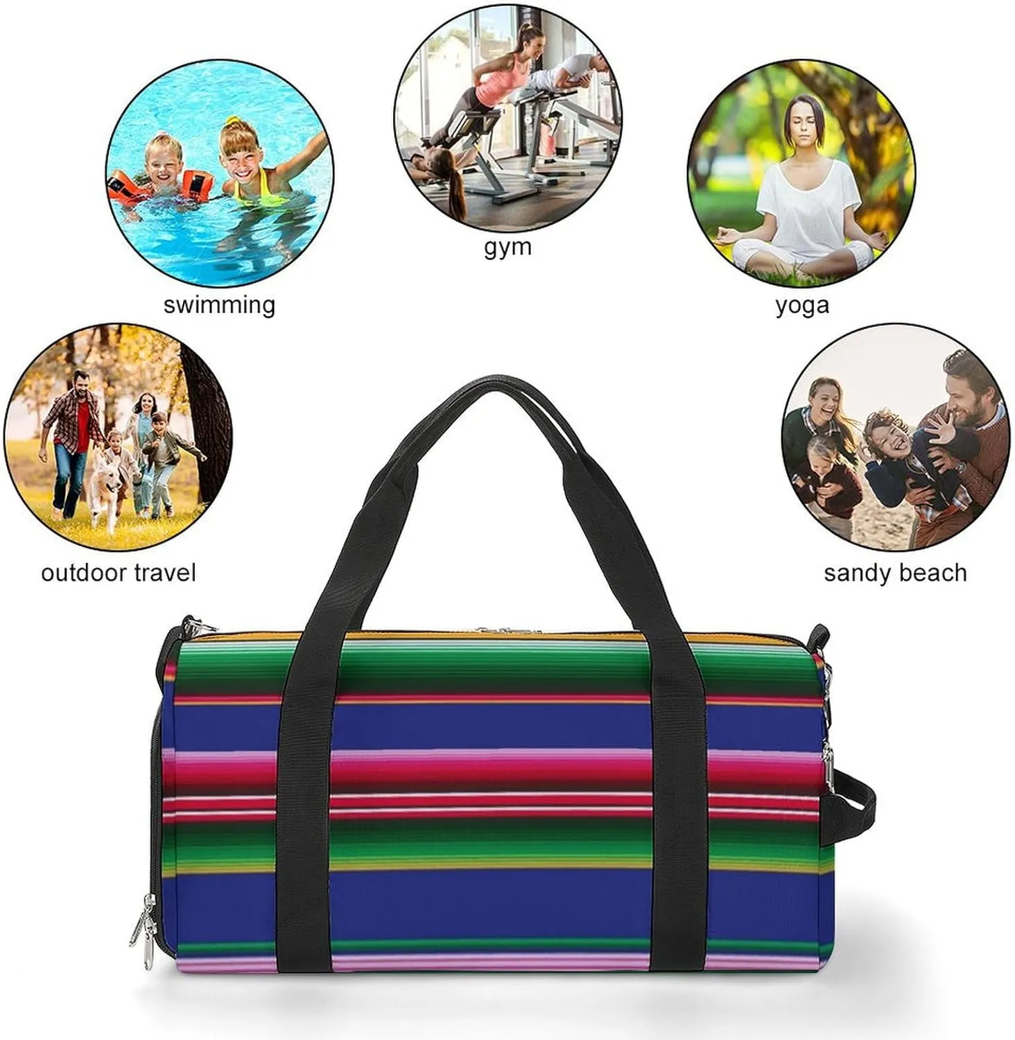 Paisley Navy Blue Pattern Fitness Bag with Large Capacity Backpack And Waterproof Bag