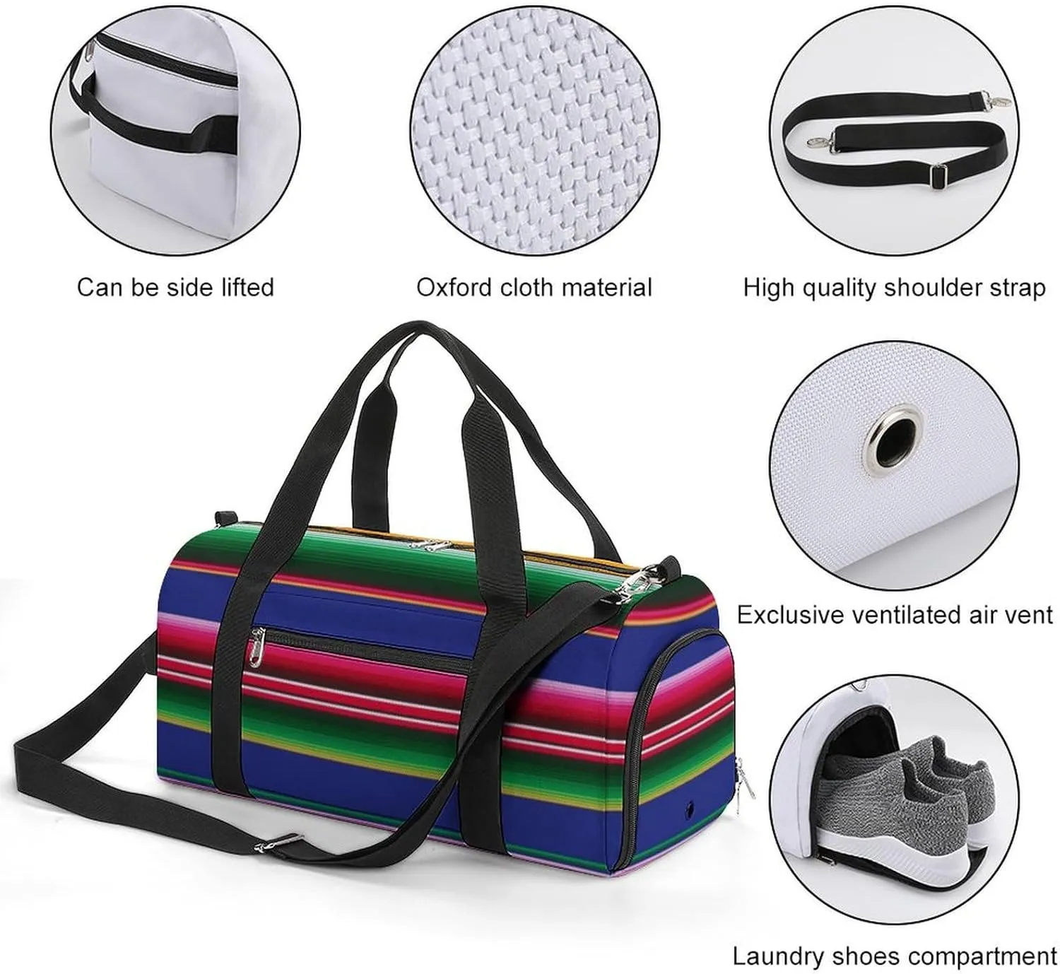 Paisley Navy Blue Pattern Fitness Bag with Large Capacity Backpack And Waterproof Bag