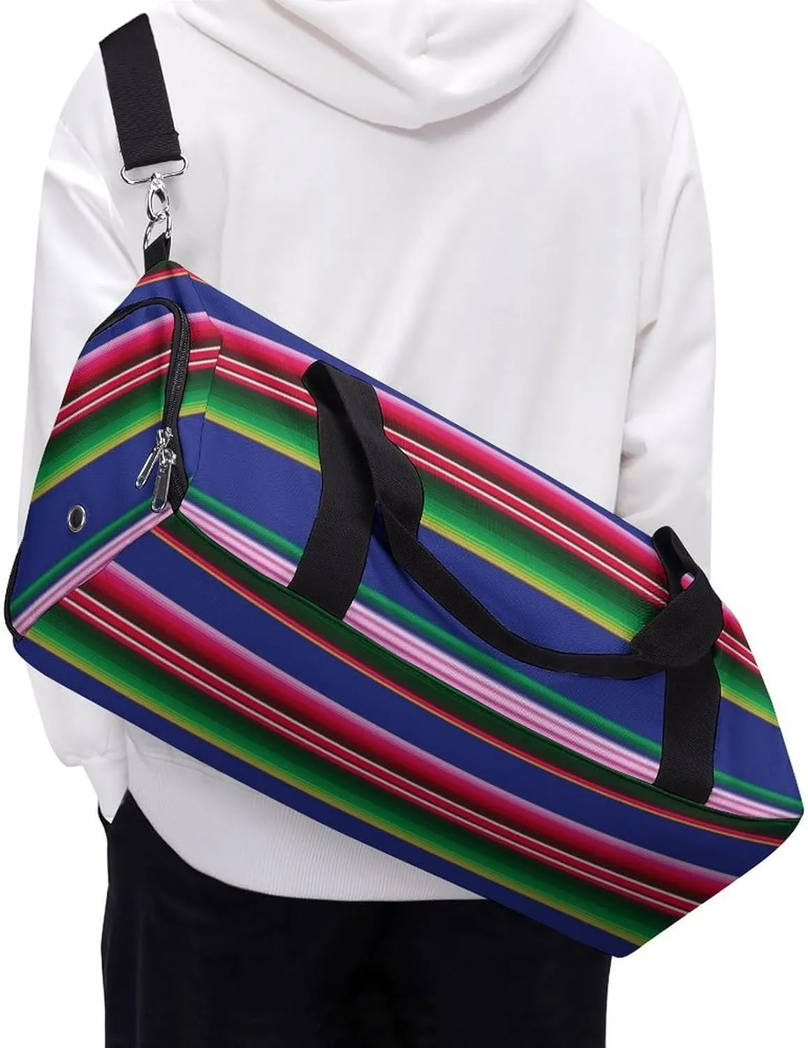 Paisley Navy Blue Pattern Fitness Bag with Large Capacity Backpack And Waterproof Bag