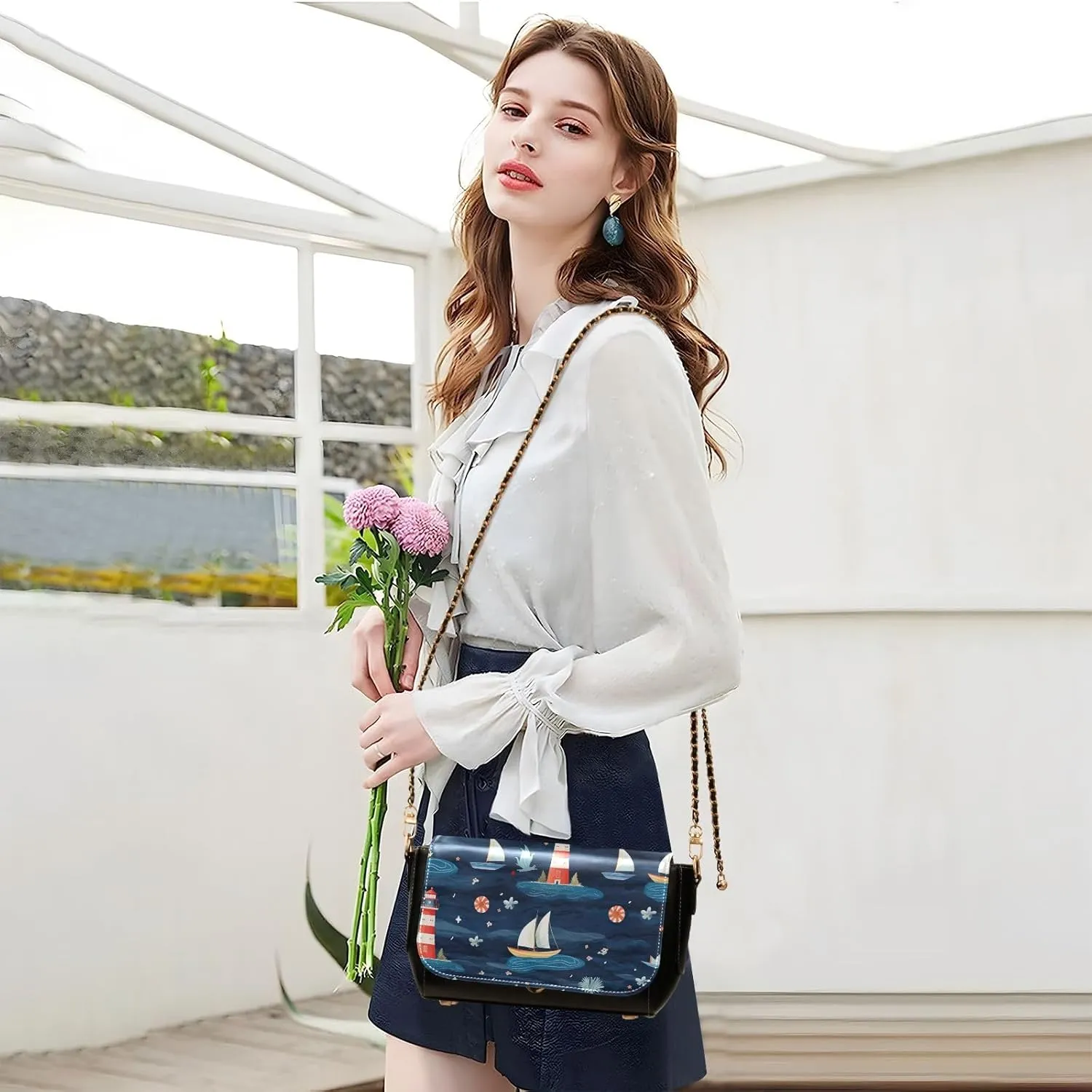 Parrot with Leaves and Flowers Women Leather Crossbody Bag, Crossbody Bags for Women, Zipper Shoulder Bag