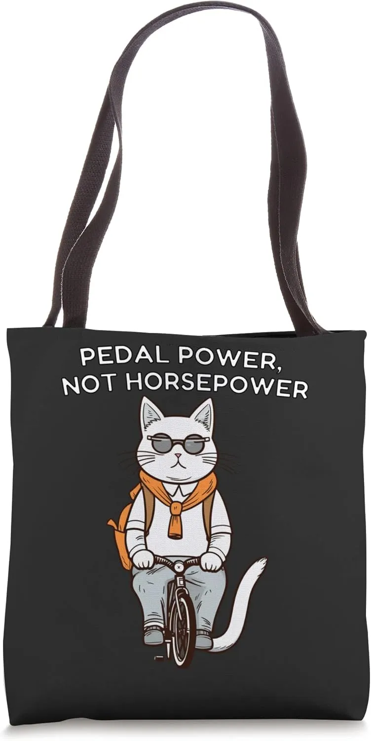 Pedal Not Horsepower: Humorous Bike Commuter Tote Bag