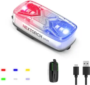 Personal LED Safety Light Hands-Free Mountable Red Blue Flash Flashlight Warning Signal Clip Shoulder Light with Clip for Vest Night Time Safety Running Waliking Rescue,Traffic Guidance,Police patrols