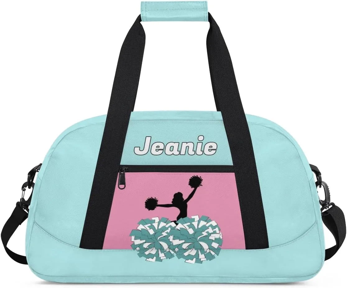 Personalized Cheerleader Bag Cheer Duffel Bag Customized Cheerleaders Bag with Your Name Travel Overnight Bag Gym Bag, Mint Blue