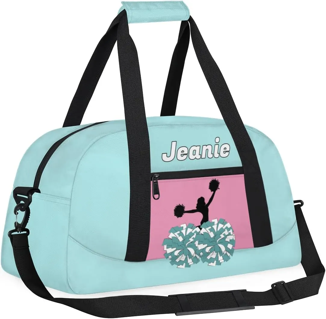 Personalized Cheerleader Bag Cheer Duffel Bag Customized Cheerleaders Bag with Your Name Travel Overnight Bag Gym Bag, Mint Blue