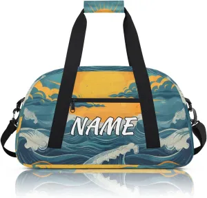 Personalized Custom Gym Bag for Women Men Carry on Great Waves Travel Duffel Tote Japan Art Overnight Workout Weekender Bag
