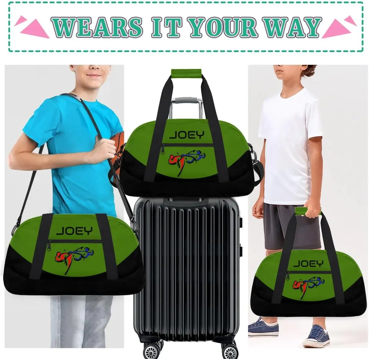Personalized Martial Art Bag Duffel Bag for Boys Girls, Custom Taekwondo Karate Bag for Travel Weekender Practice Battle
