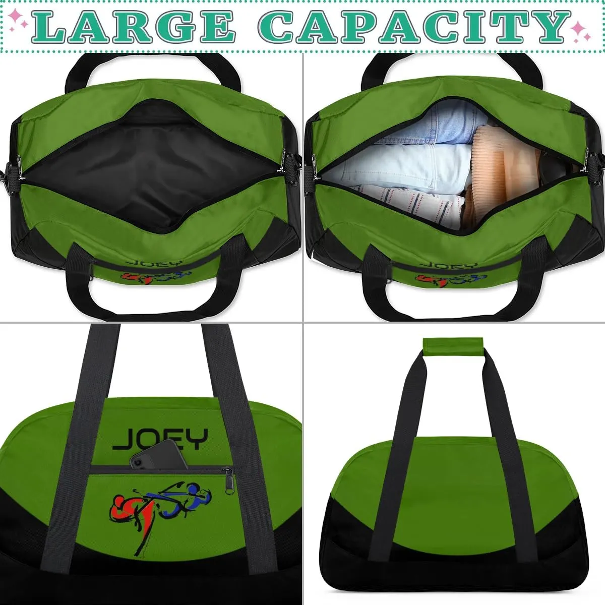 Personalized Martial Art Bag Duffel Bag for Boys Girls, Custom Taekwondo Karate Bag for Travel Weekender Practice Battle