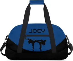 Personalized Martial Art Bag Duffel Bag for Boys Girls, Custom Taekwondo Karate Bag for Travel Weekender Practice Blue Black