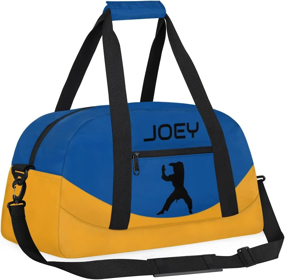 Personalized Martial Art Bag Duffel Bag for Boys Girls, Custom Taekwondo Karate Bag for Travel Weekender Practice Blue Yellow