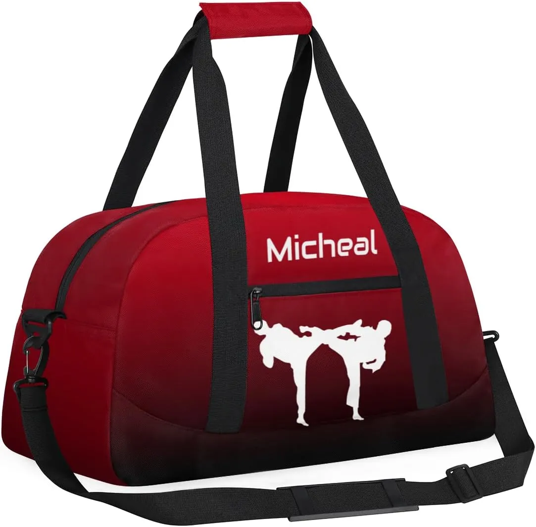 Personalized Martial Art Bag Duffel Bag for Boys Girls, Custom Taekwondo Karate Bag for Travel Weekender Practice Gradient Black