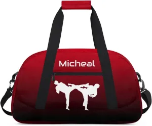 Personalized Martial Art Bag Duffel Bag for Boys Girls, Custom Taekwondo Karate Bag for Travel Weekender Practice Gradient Black