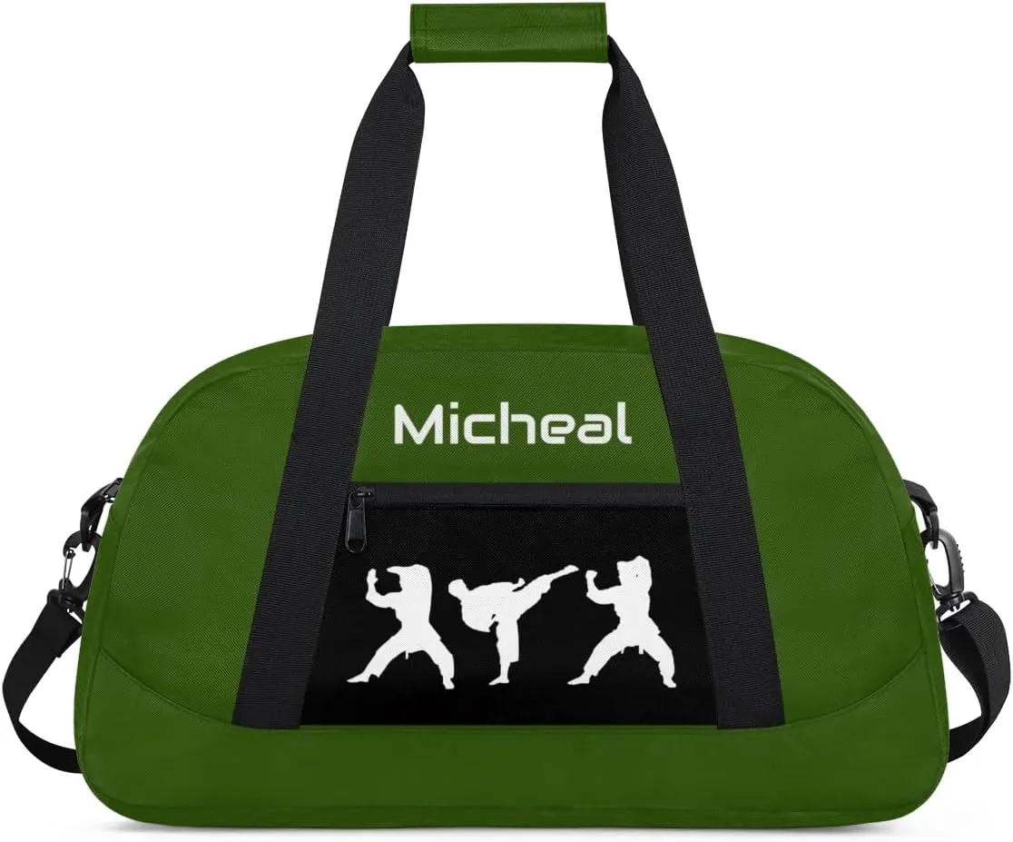 Personalized Martial Art Bag Duffel Bag for Boys Girls, Custom Taekwondo Karate Bag for Travel Weekender Practice Green