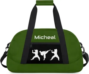 Personalized Martial Art Bag Duffel Bag for Boys Girls, Custom Taekwondo Karate Bag for Travel Weekender Practice Green
