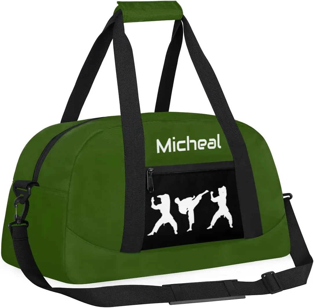 Personalized Martial Art Bag Duffel Bag for Boys Girls, Custom Taekwondo Karate Bag for Travel Weekender Practice Green