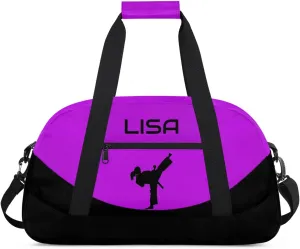 Personalized Martial Art Bag Duffel Bag for Boys Girls, Custom Taekwondo Karate Bag for Travel Weekender Practice Purple Girl