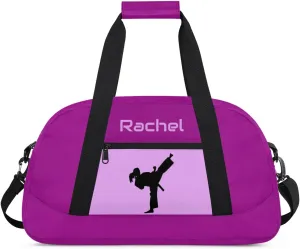 Personalized Martial Art Bag Duffel Bag for Boys Girls, Custom Taekwondo Karate Bag for Travel Weekender Practice Purple