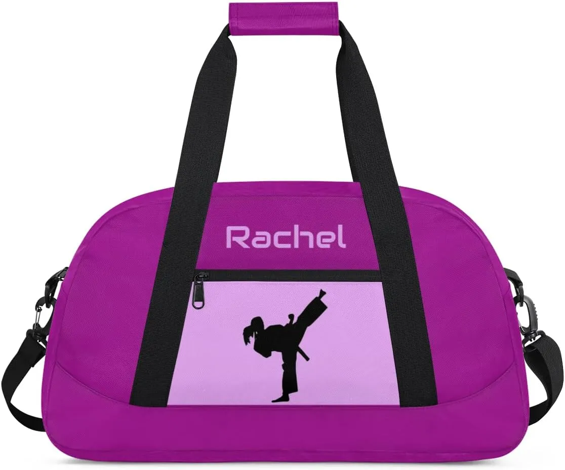 Personalized Martial Art Bag Duffel Bag for Boys Girls, Custom Taekwondo Karate Bag for Travel Weekender Practice Purple