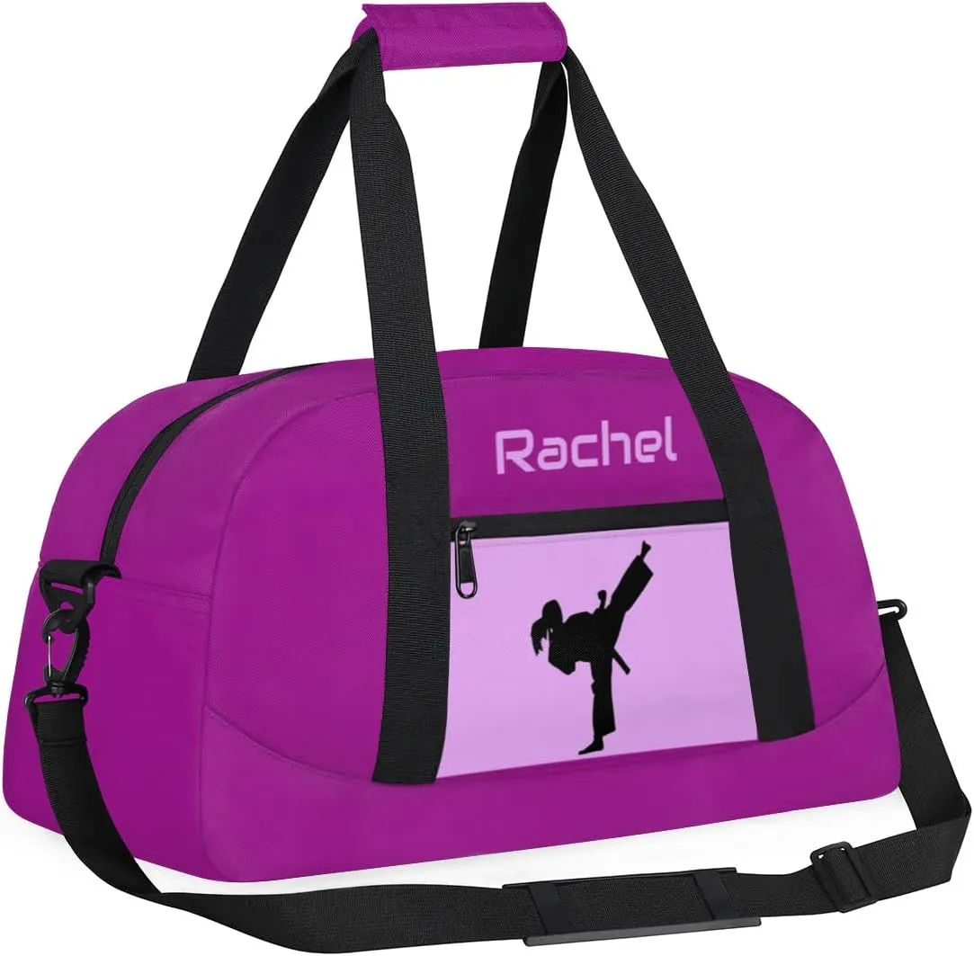 Personalized Martial Art Bag Duffel Bag for Boys Girls, Custom Taekwondo Karate Bag for Travel Weekender Practice Purple