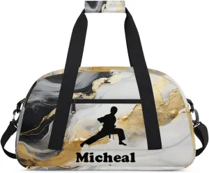 Personalized Martial Art Bag Duffel Bag for Girls, Custom Taekwondo Karate Bag Overnight Bags for Travel Weekender Practice Squat