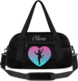 Personalized Sport Duffel Bag Custom Martial Art Sports Bag with Name Travel Overnight Shoulder Bags Customized Gifts for Women Men, Pink Blue